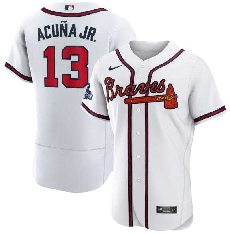 Braves 13 Ronald Acuna Jr. White Nike 2021 World Series Champions Flexbase Jersey Dzhi,We sell and wholesale Braves 13 Ronald Acuna Jr. White Nike 2021 World Series Champions Flexbase Jersey Dzhi on line form chian!